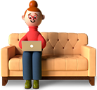Thumbnail -3D of person sitting with a laptop to consult