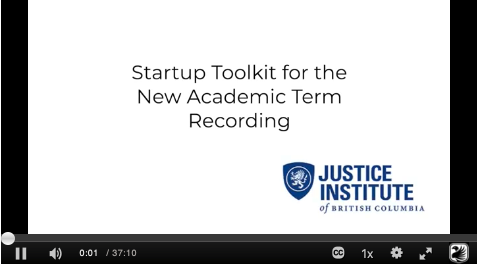 Screenshot of the recording player of the Startup Toolkit for the New Academic Term workshop presented by CTLI.