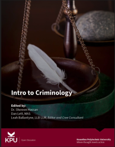 Snapshot of the cover of the Intro to Criminology Open Textbook