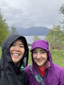 Decorative outdoor shot of Helen Lee and Naz Maghsoudi.