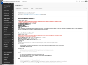 Screenshot of how pebble pad assignments are integrated into a course