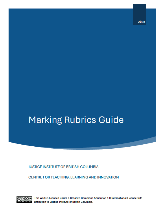 screenshot of JIBC marking rubric guide