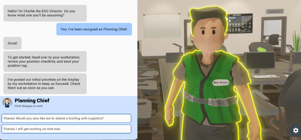A screenshot of the conversation between you and the E.O.C Director.