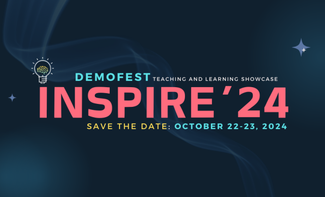 Banner text that reads Inspire 2024, a Edtech Showcase happening on Demofest day being organized on Oct 22nd and Oct 23, 2024