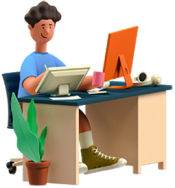 3D of person creating on his computer